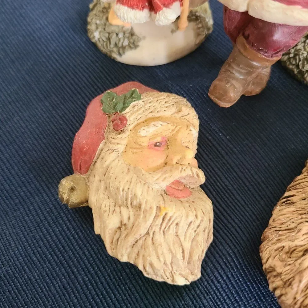 Vintage Winter Santa Christmas Pere Noel Figurines Ornaments and Magnet 5 Items